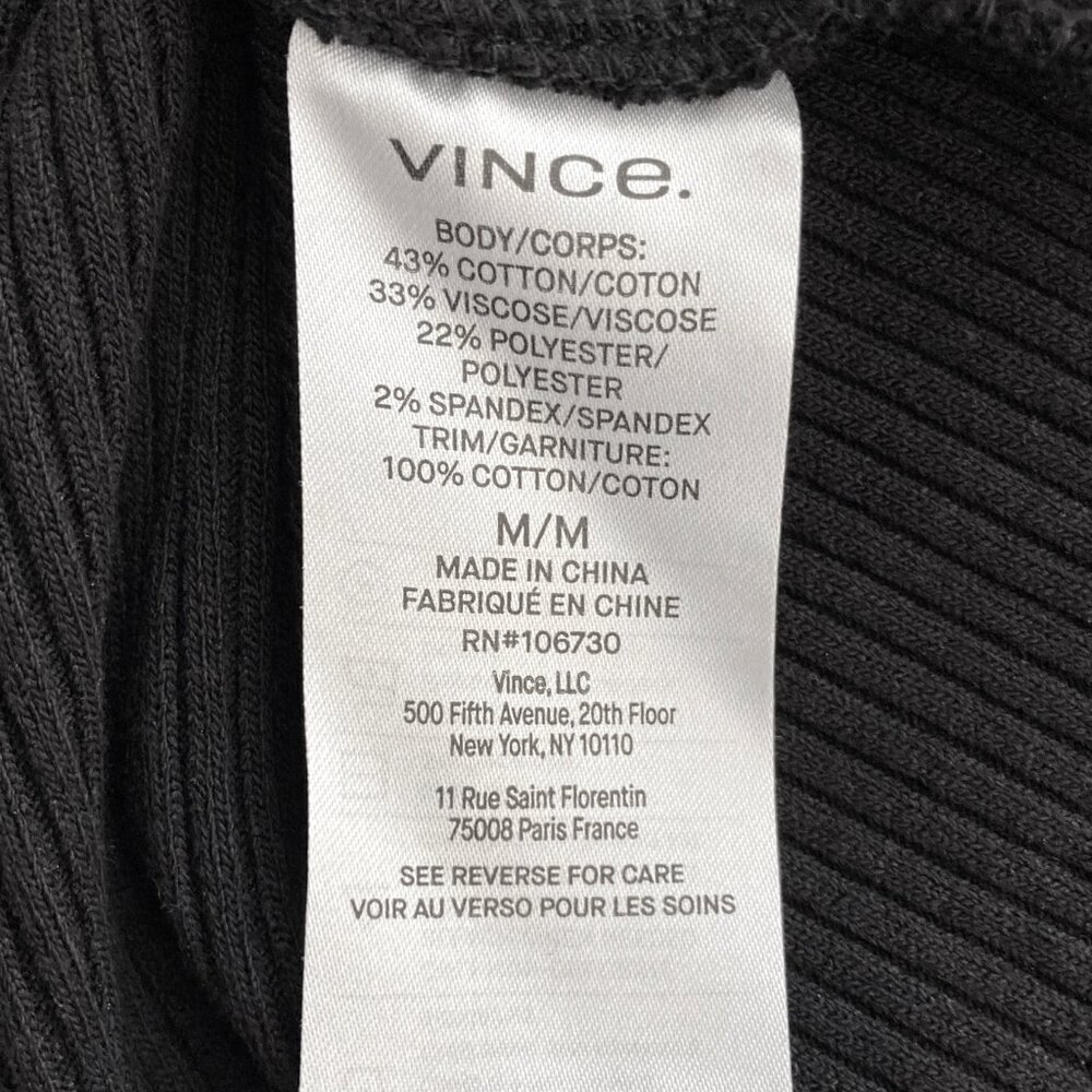 VINCE Ribbed 3/4 Sleeve Half Zip Cotton Blend Sweater - Picture 9 of 10